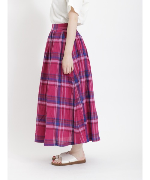 Samansa Mos2（サマンサ モスモス）の「チェック柄ギャザースカート（スカート・レディース・ピンク/グリーン/ベージュ/ネイビー・ﾌﾘ-）」の21枚目の写真