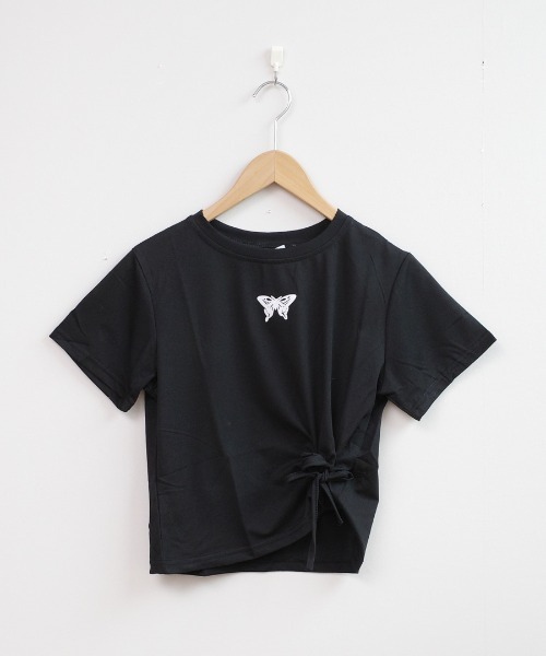 shopnikoniko(ショップニコニコ)の「バタフライ クロップド丈 Tシャツ ショート丈(Tシャツ/カットソー・レディース・ブラック/ホワイト・フリー)」の14枚目の写真