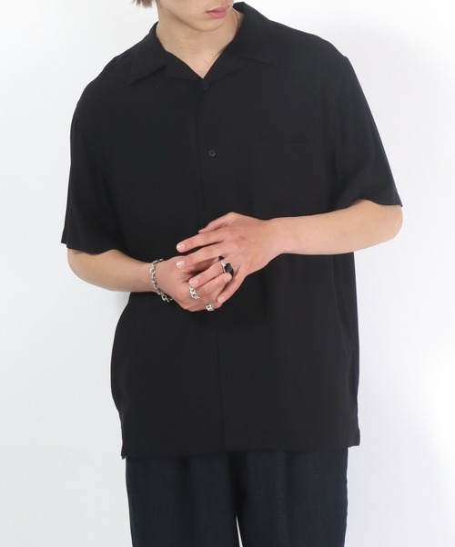 『HOUSTON』 アロハシャツ　オープンカラー　蝶　パピヨン　総柄　黒　【L】 HOUSTON woman / ヒューストン ウーマン 24HL052 ALOHA SHIRT
