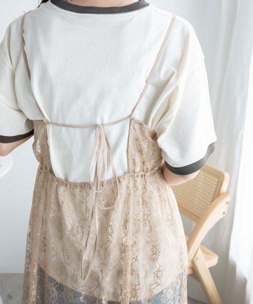 WEGO（ウィゴー）の「WEGO/フラワーレースキャミワンピース（ワンピース・レディース・ベージュ/ブラック・FREE）」の7枚目の写真