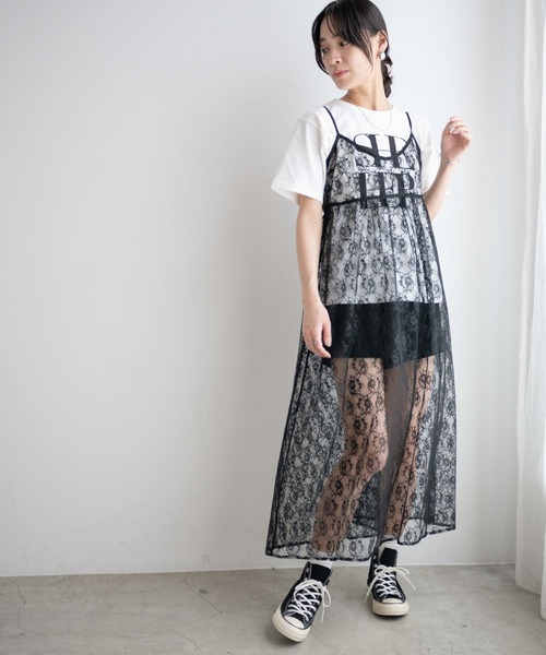 WEGO（ウィゴー）の「WEGO/フラワーレースキャミワンピース（ワンピース・レディース・ベージュ/ブラック・FREE）」の11枚目の写真