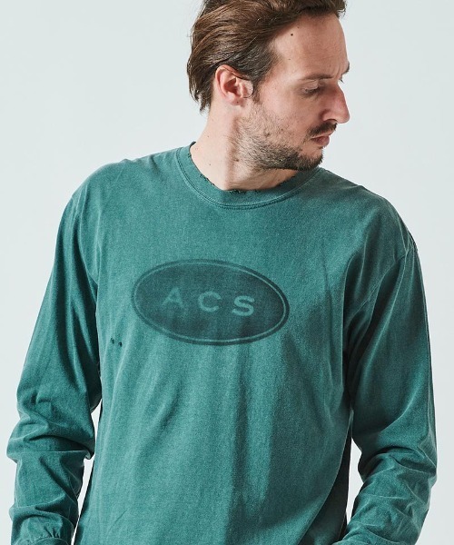 ACANTHUS（アカンサス）の「mlt4331- Damage Spray Circle Logo L-S Tee カットソー（Tシャツ/カットソー・メンズ・ブラック/ホワイト/グリーン・M/XL/L/S）」の3枚目の写真
