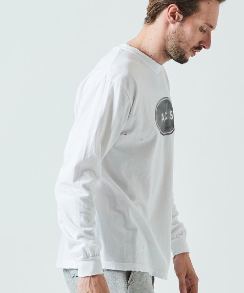 ACANTHUS（アカンサス）の「mlt4331- Damage Spray Circle Logo L-S Tee カットソー（Tシャツ/カットソー・メンズ・ブラック/ホワイト/グリーン・M/XL/L/S）」の4枚目の写真