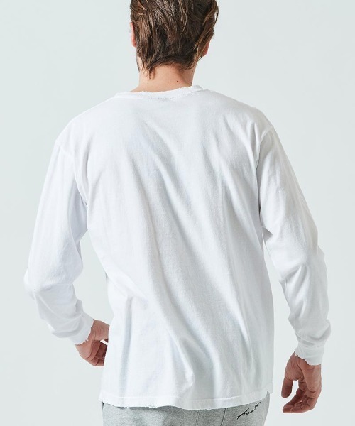 ACANTHUS（アカンサス）の「mlt4331- Damage Spray Circle Logo L-S Tee カットソー（Tシャツ/カットソー・メンズ・ブラック/ホワイト/グリーン・M/XL/L/S）」の6枚目の写真