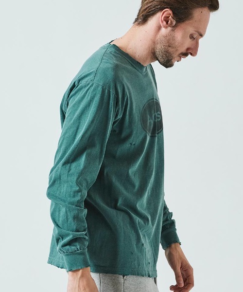 ACANTHUS（アカンサス）の「mlt4331- Damage Spray Circle Logo L-S Tee カットソー（Tシャツ/カットソー・メンズ・ブラック/ホワイト/グリーン・M/XL/L/S）」の7枚目の写真