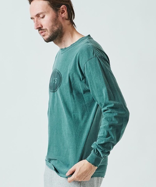 ACANTHUS（アカンサス）の「mlt4331- Damage Spray Circle Logo L-S Tee カットソー（Tシャツ/カットソー・メンズ・ブラック/ホワイト/グリーン・M/XL/L/S）」の8枚目の写真