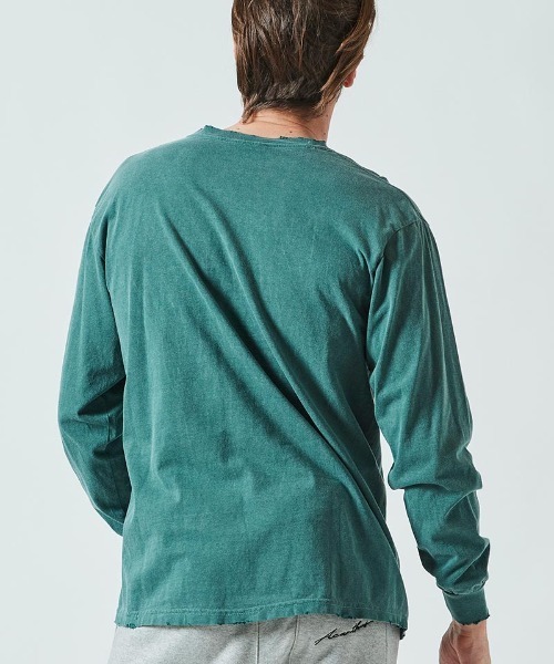 ACANTHUS（アカンサス）の「mlt4331- Damage Spray Circle Logo L-S Tee カットソー（Tシャツ/カットソー・メンズ・ブラック/ホワイト/グリーン・M/XL/L/S）」の9枚目の写真