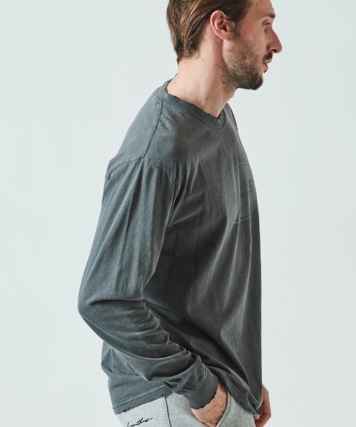 ACANTHUS（アカンサス）の「mlt4331- Damage Spray Circle Logo L-S Tee カットソー（Tシャツ/カットソー・メンズ・ブラック/ホワイト/グリーン・M/XL/L/S）」の10枚目の写真