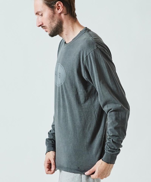 ACANTHUS（アカンサス）の「mlt4331- Damage Spray Circle Logo L-S Tee カットソー（Tシャツ/カットソー・メンズ・ブラック/ホワイト/グリーン・M/XL/L/S）」の11枚目の写真