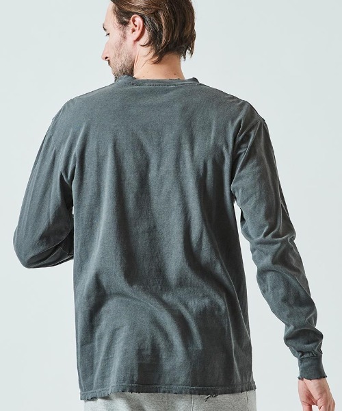 ACANTHUS（アカンサス）の「mlt4331- Damage Spray Circle Logo L-S Tee カットソー（Tシャツ/カットソー・メンズ・ブラック/ホワイト/グリーン・M/XL/L/S）」の12枚目の写真