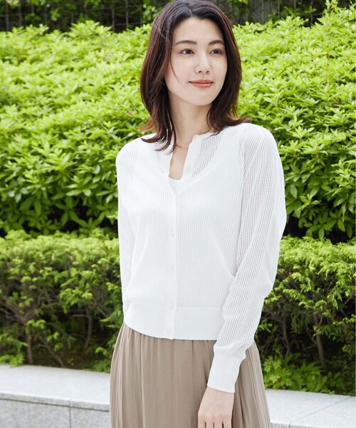 美品✴︎UNTITLED アンタイトル✴︎コットンエステルメッシュ カーディガン UNTITLED（アンタイトル）の「◇【梅雨の羽織り、冷房対策に