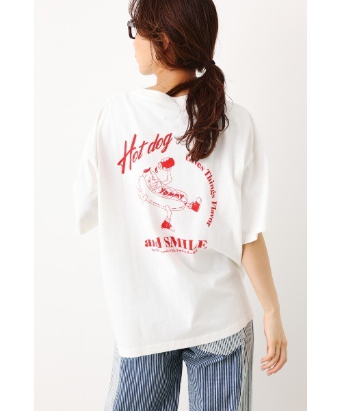 RODEO CROWNS WIDE BOWL（ロデオクラウンズワイドボウル）の「Hot dog gives Tシャツ（Tシャツ/カットソー・レディース・ホワイト/チャコールグレー/ライトイエロー・FREE）」の2枚目の写真