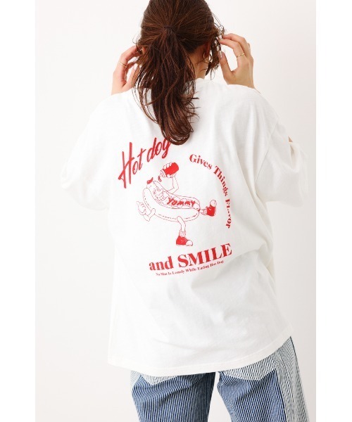 RODEO CROWNS WIDE BOWL（ロデオクラウンズワイドボウル）の「Hot dog gives Tシャツ（Tシャツ/カットソー・レディース・ホワイト/チャコールグレー/ライトイエロー・FREE）」の17枚目の写真
