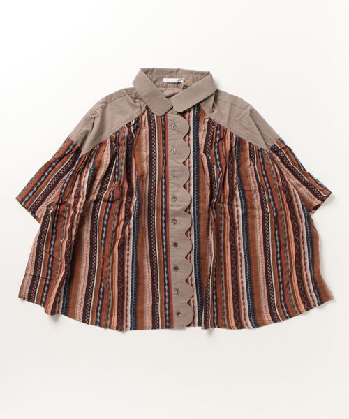 sandy（サンディー）の「【sandy】プリントセミサークル前立てブラウス（シャツ/ブラウス・レディース・グリーン系その他/グリーン/ブルー/ブラウン・FREE）」の2枚目の写真