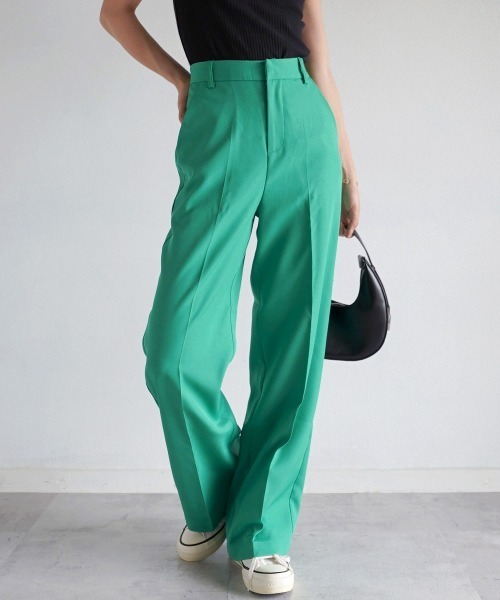ストレートセンタープレスカラーパンツ(スラックス)|Rashik(ラシク)