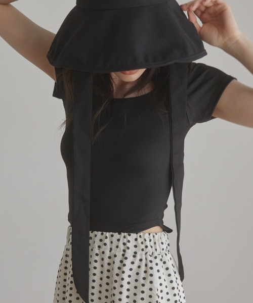 ACYM（アシーム）の「Round cut mini Tシャツ（Tシャツ/カットソー・レディース・ホワイト/ベージュ/ブラック・FREE）」の3枚目の写真