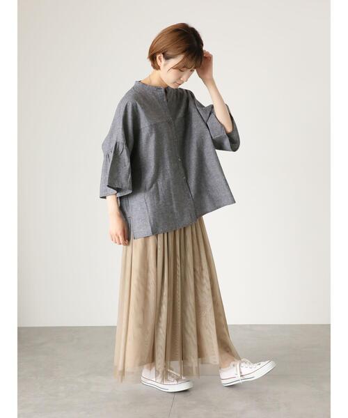 Samansa Mos2 blue(サマンサモスモスブルー)の「◎ダンガリー袖フレアブラウス(シャツ/ブラウス・レディース・ブラック/ネイビー/オフホワイト・F)」の19枚目の写真