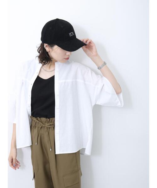 Samansa Mos2 blue(サマンサモスモスブルー)の「◎ダンガリー袖フレアブラウス(シャツ/ブラウス・レディース・ブラック/ネイビー/オフホワイト・F)」の6枚目の写真