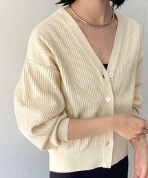 ポリエステルリブニットカーディガン