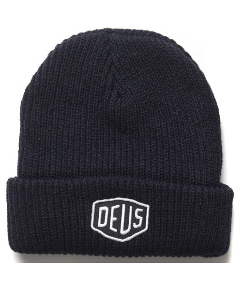 DEUS EX MACHINA(デウスエクスマキナ)の「SHIELD BEANIE(ニットキャップ/ビーニー・メンズ・ネイビー/ブラック/チャコールグレー・OS)」の1枚目の写真