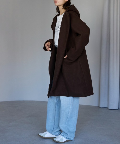 TRIANGLE PALETTE（トライアングルパレット）の「フード付ジップコート（その他アウター・レディース・アイボリー/グレイッシュベージュ/ダークグレー/ブラック/ブラウン・FREE）」の20枚目の写真