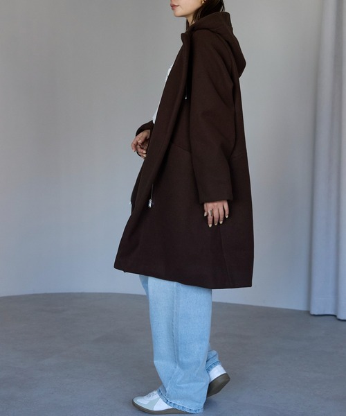 TRIANGLE PALETTE（トライアングルパレット）の「フード付ジップコート（その他アウター・レディース・アイボリー/グレイッシュベージュ/ダークグレー/ブラック/ブラウン・FREE）」の18枚目の写真