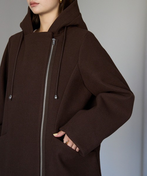 TRIANGLE PALETTE（トライアングルパレット）の「フード付ジップコート（その他アウター・レディース・アイボリー/グレイッシュベージュ/ダークグレー/ブラック/ブラウン・FREE）」の7枚目の写真