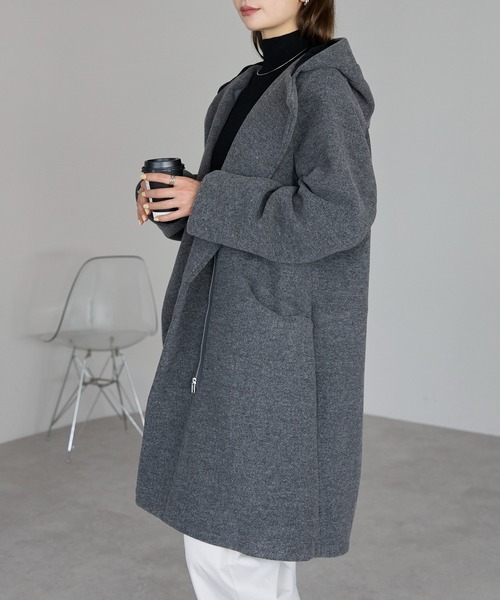 TRIANGLE PALETTE（トライアングルパレット）の「フード付ジップコート（その他アウター・レディース・アイボリー/グレイッシュベージュ/ダークグレー/ブラック/ブラウン・FREE）」の14枚目の写真