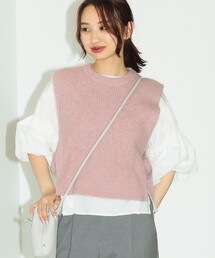 B:MING by BEAMS / ラクーン混 クルーネック ベスト