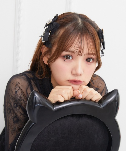 ROJITA(ロジータ)の「レースレイヤードパールチェーンヘアクリップSET(バレッタ/ヘアクリップ・レディース・パープル/ブラック/ピンク/ホワイト・FREE)」の9枚目の写真