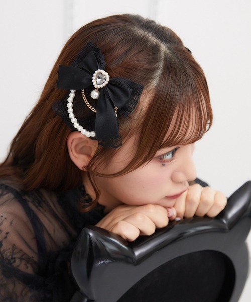 ROJITA(ロジータ)の「レースレイヤードパールチェーンヘアクリップSET(バレッタ/ヘアクリップ・レディース・パープル/ブラック/ピンク/ホワイト・FREE)」の16枚目の写真