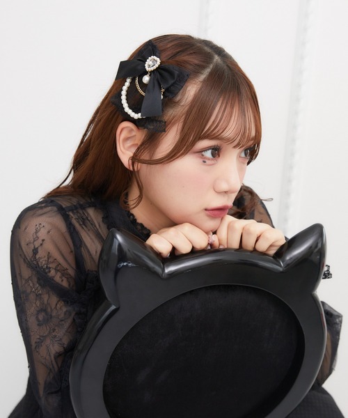 ROJITA(ロジータ)の「レースレイヤードパールチェーンヘアクリップSET(バレッタ/ヘアクリップ・レディース・パープル/ブラック/ピンク/ホワイト・FREE)」の17枚目の写真