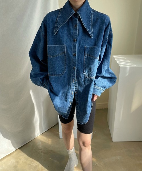 ANOTHER S（アナザーエス）の「デニムワイドカラーシャツ（シャツ/ブラウス・レディース・ブルー・FREE）」の12枚目の写真