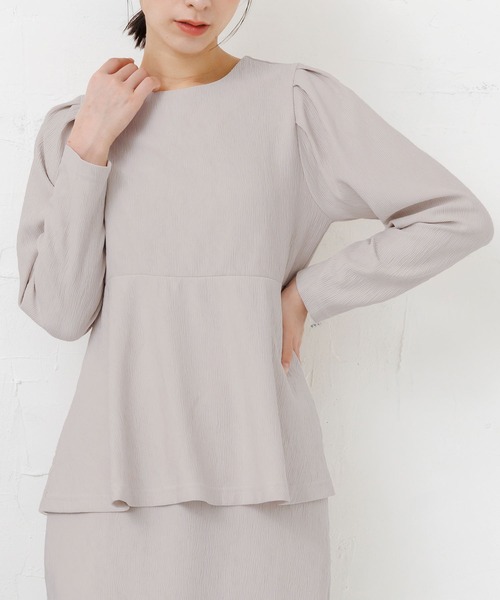 mili an deni（ミリアンデニ）の「ブリスタークレープペプラムトップス（シャツ/ブラウス・レディース・ブラック/アイボリー・L/M）」の8枚目の写真