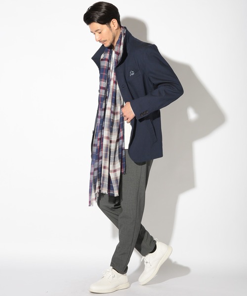 UNION STATION（ユニオンステーション）の「チェックストール（バンダナ/スカーフ・メンズ・ベージュ/ネイビー/レッド・FREE）」の4枚目の写真