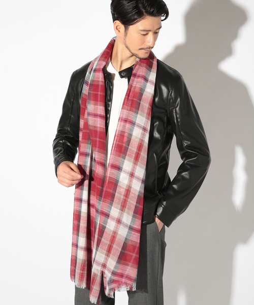 UNION STATION（ユニオンステーション）の「チェックストール（バンダナ/スカーフ・メンズ・ベージュ/ネイビー/レッド・FREE）」の11枚目の写真