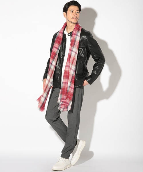 UNION STATION（ユニオンステーション）の「チェックストール（バンダナ/スカーフ・メンズ・ベージュ/ネイビー/レッド・FREE）」の13枚目の写真