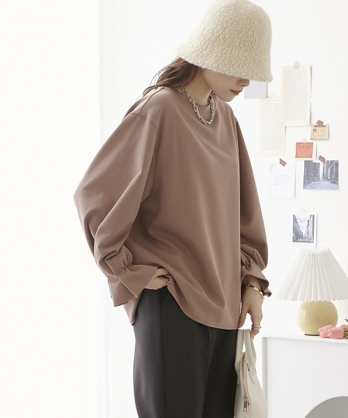 nissen(ニッセン)の「タック入キャンディースリーブトップス(Tシャツ/カットソー・レディース・オフホワイト/ネイビー/グレイッシュベージュ・M/L/LL)」の16枚目の写真