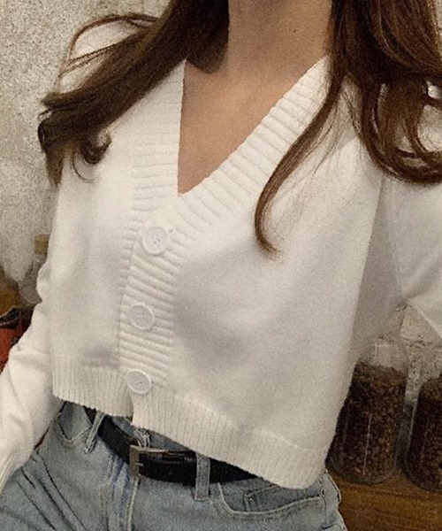 Silly（シリー）の「11 color ビッグボタンニットカーディガン（カーディガン/ボレロ・レディース・イエロー/アイボリー/ライトブルー/パープル/ホワイト/オレンジ/カーキ/ベージュ/ブラック/ピンク/グレー・FREE）」の12枚目の写真