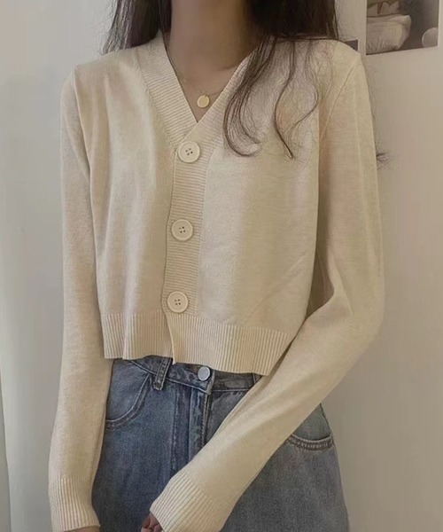 Silly（シリー）の「11 color ビッグボタンニットカーディガン（カーディガン/ボレロ・レディース・イエロー/アイボリー/ライトブルー/パープル/ホワイト/オレンジ/カーキ/ベージュ/ブラック/ピンク/グレー・FREE）」の15枚目の写真