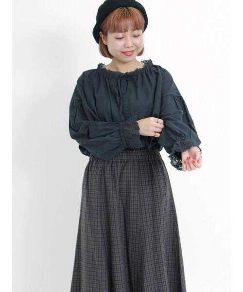 Samansa Mos2（サマンサ モスモス）の「レースリボンブラウス（シャツ/ブラウス・レディース・キナリ/チャコールグレー/ネイビー・F）」の13枚目の写真