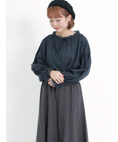 Samansa Mos2（サマンサ モスモス）の「レースリボンブラウス（シャツ/ブラウス・レディース・キナリ/チャコールグレー/ネイビー・F）」の21枚目の写真