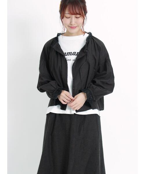 Samansa Mos2（サマンサ モスモス）の「レースリボンブラウス（シャツ/ブラウス・レディース・キナリ/チャコールグレー/ネイビー・F）」の4枚目の写真