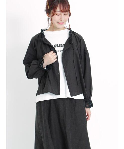 Samansa Mos2（サマンサ モスモス）の「レースリボンブラウス（シャツ/ブラウス・レディース・キナリ/チャコールグレー/ネイビー・F）」の14枚目の写真
