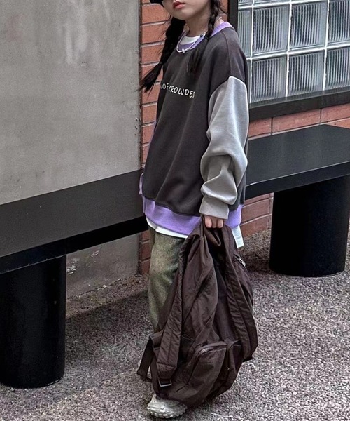 aimoha(アイモハ)の「【aimoha-KIDS-】子供服 かわいい文字配色袖スウェット(スウェット・キッズ・ブルー/パープル・130/140/120/160/150/110)」の7枚目の写真