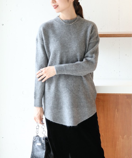 SETUP7(セットアップセブン)の「【SETUP7】ベーシッククルーネックニット KNF037 ※(ニット/セーター・レディース・チャコールグレー/ホワイト/ベージュ・FREE)」の4枚目の写真