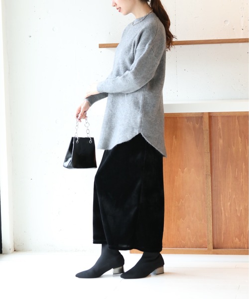 SETUP7(セットアップセブン)の「【SETUP7】ベーシッククルーネックニット KNF037 ※(ニット/セーター・レディース・チャコールグレー/ホワイト/ベージュ・FREE)」の8枚目の写真