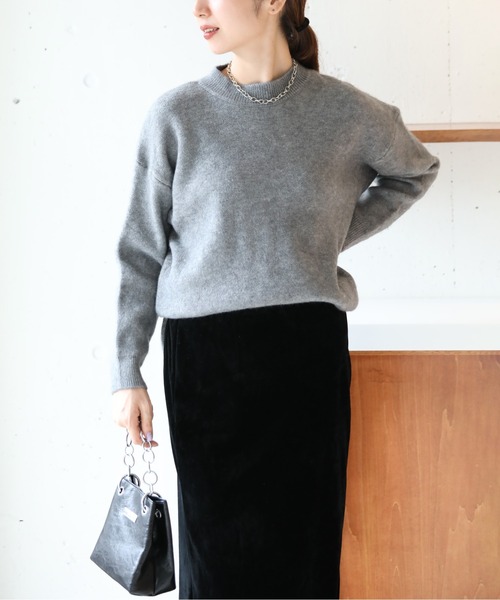 SETUP7(セットアップセブン)の「【SETUP7】ベーシッククルーネックニット KNF037 ※(ニット/セーター・レディース・チャコールグレー/ホワイト/ベージュ・FREE)」の6枚目の写真