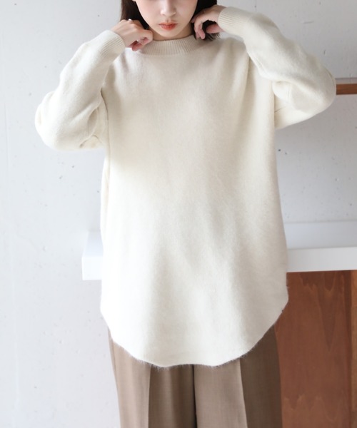SETUP7(セットアップセブン)の「【SETUP7】ベーシッククルーネックニット KNF037 ※(ニット/セーター・レディース・チャコールグレー/ホワイト/ベージュ・FREE)」の9枚目の写真