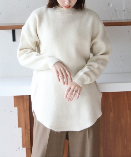 SETUP7(セットアップセブン)の「【SETUP7】ベーシッククルーネックニット KNF037 ※(ニット/セーター・レディース・チャコールグレー/ホワイト/ベージュ・FREE)」の21枚目の写真